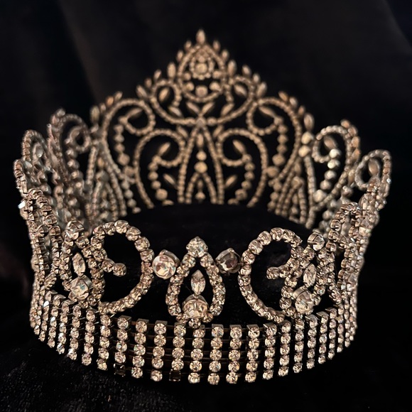 7” Rhinestone Crystal Vintage Pageant Tiara Crown - Picture 3 of 10